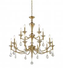 Bethel International Canada LA41C36BR - 15-Light Satin Brass Chandelier With Clear And Champagne Crystals